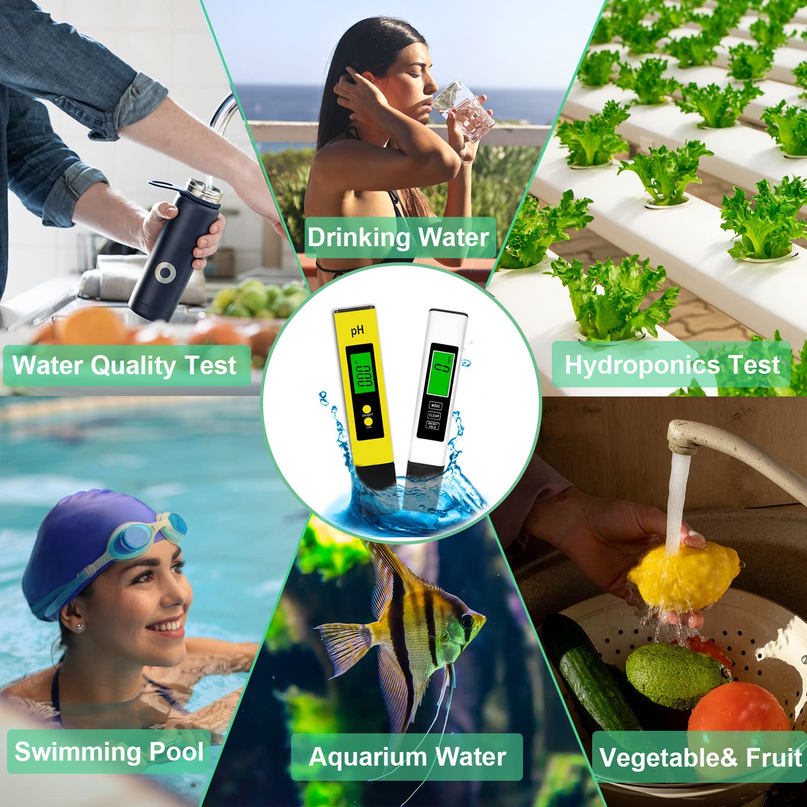 【2024 New】Justmetr PH Meter, TDS Meter Combo, Digital Water Testing Kits, 0.05 High Accuracy pH Tester and ± 2% Accuracy 3-in-1 TDS/EC/Temp Tester Pen for Drinking Water, Hydroponics, Pools, Aquarium