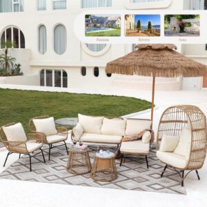 RADIATA Boho Patio Furniture Sets Outdoor Conversation Wicker Bistro Sectional Sofa and Chair Sets for Backyard, Porch, Deck, Garden (7pcs)