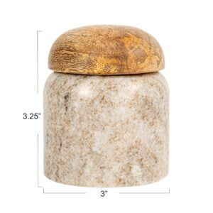 Creative Co-Op Modern Marble Canister with Wood Lid, Natural