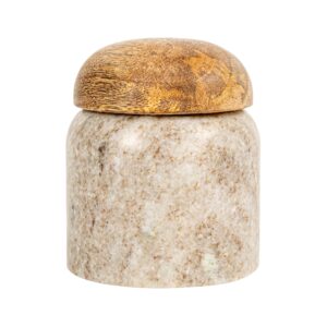 Creative Co-Op Modern Marble Canister with Wood Lid, Natural