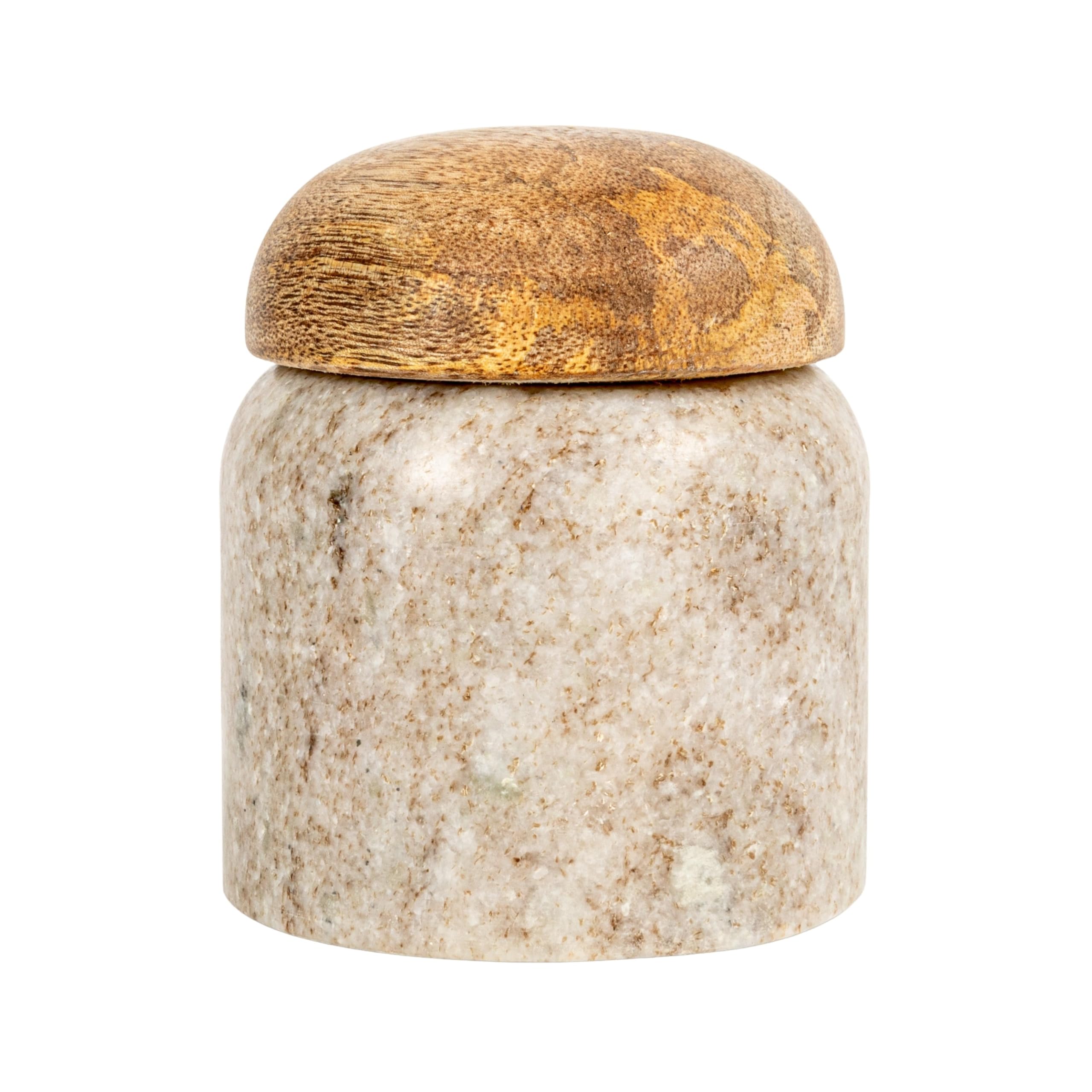 Creative Co-Op Modern Marble Canister with Wood Lid, Natural