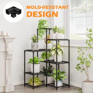 Bamworld Plant Stand Outdoor Black Corner Plant Shelf/Holder for Living 7-Tier Stands Room Plant Rack Multiple Plants Patio Balcony Garden