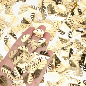 Palm Leave Gold Confetti for Table Decoration, Gold Foil Leaves Hawaiian Party Table Decor, Aloha Party Anniversary Bridal Shower Luau Party Wedding Birthday Cake Decor, 30g