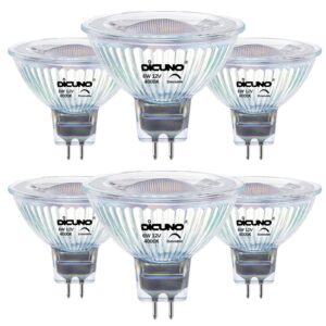 dicuno mr16 led bulb dimmable, 60w equivalent, 4000k natural white, gu5.3 base bulb 6w, 40 degree beam angle, 650lm, 12v ac/dc, landscape light bulb spotlight lighting, 6 pack