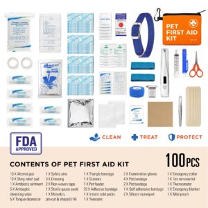 ARCA PET First Aid Kit 3 Piece Set - Each for Home, Car & Travel. Dog First Aid Kit with Thermometer, Tick Remover Kit & Many More