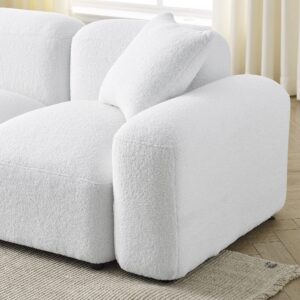 Taiweny Convertible Modular Sectional Sofa, Boucle Fabric L-Shaped Modern Bubble Couch with Ottoman, 3-Seater Sherpa Teddy Sofas for Living Room Apartment, 94”, White