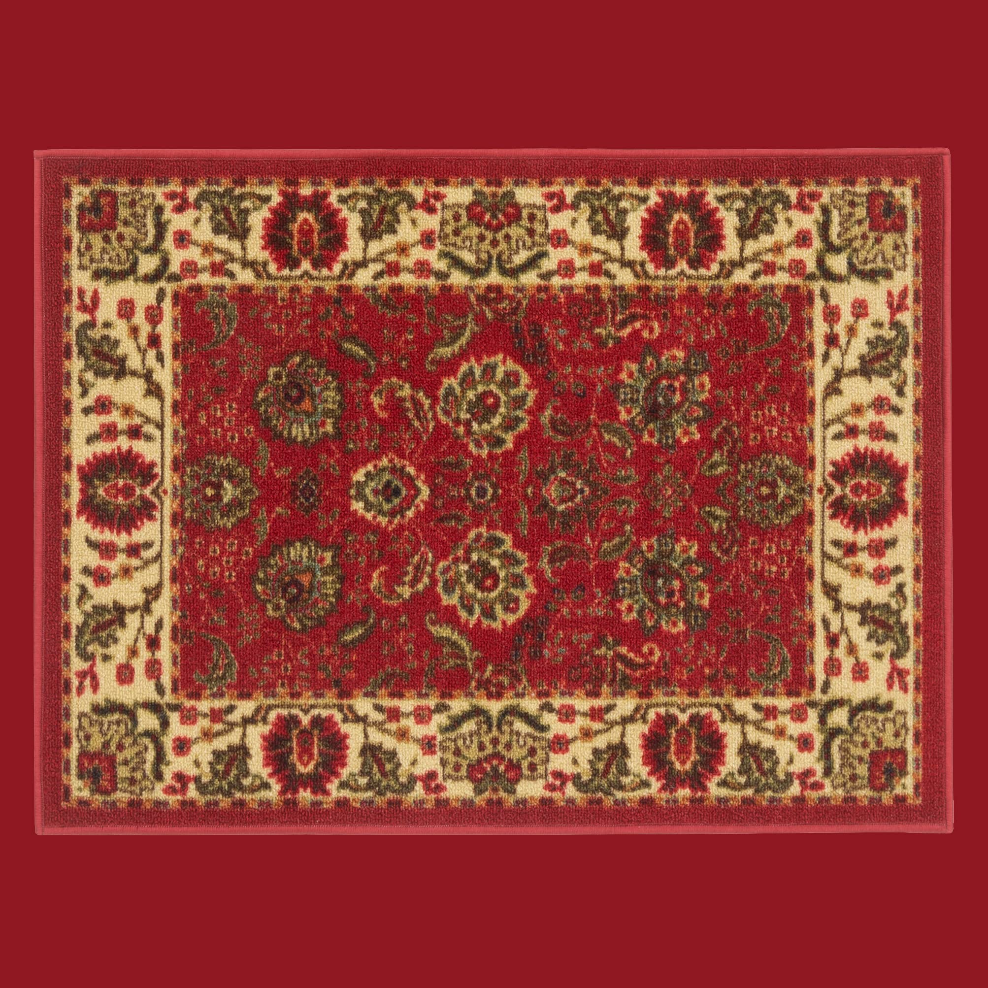 Machine Washable Ottohome Collection Non-Slip Rubberback Oriental Design 2x3 Pack of 2 Indoor Area Rug for Entryway, Bedroom, Kitchen, Bathroom, 2'3" x 3' - Pack of 2, Red