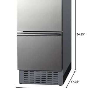 Summit Appliance ADRD18H34 18" Wide 2-Drawer All-Refrigerator, 3.4 cu.ft Capacity, Open Drawer Alarm, Stainless Steel Construction, Indoor/Outdoor Compatible, Frost-free, Interior LED Lighting