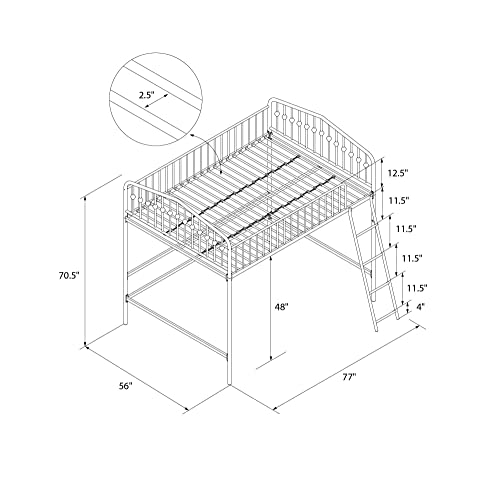 Novogratz Bushwick Metal Full Loft Bed, Off White