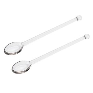 gshllo 2 pcs clear glass spoons tea stirring spoon coffee mixing long handle cocktail spoons transparent dessert spoon for drinks milk