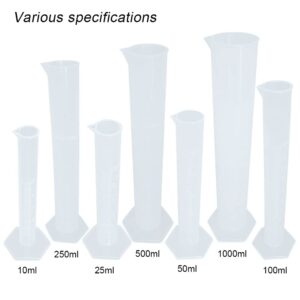 ADAMAS-BETA 10ml Plastic Graduated Cylinder Set Polypropylene Measuring Cylinder Hexagonal Base Lab Cylinders(Pack of 6)