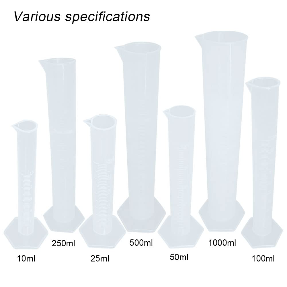 ADAMAS-BETA 10ml Plastic Graduated Cylinder Set Polypropylene Measuring Cylinder Hexagonal Base Lab Cylinders(Pack of 6)