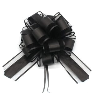 hsxjj 6 pcs large pull bows, black bows for gift wrapping,6 inches,christmas party birthday gift wedding ribbon bows for wrapping gift basket or flower decorations, valentine's day gift decorations