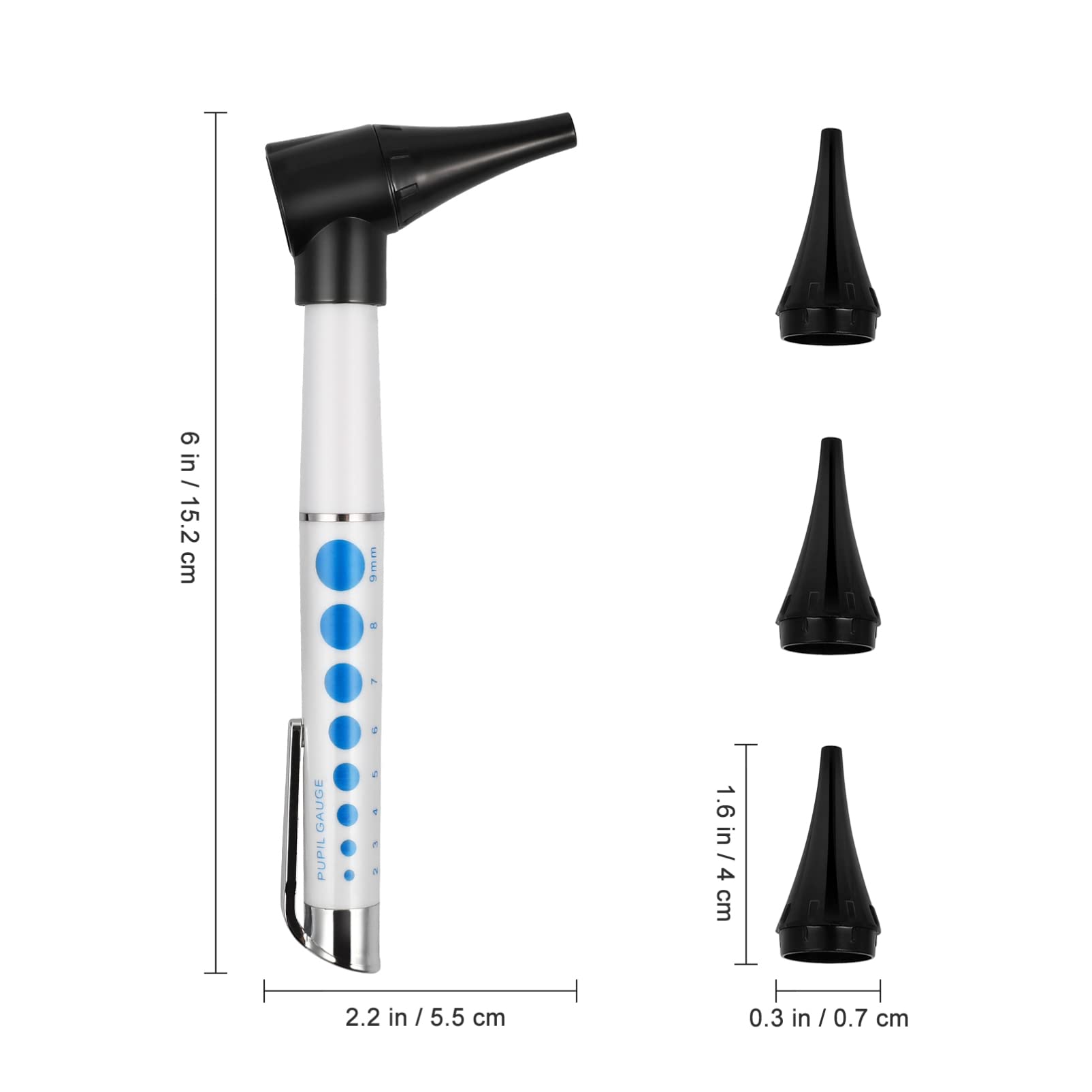 Healifty Otoscope with Light - Ear Scope Otoscope with 4 Otoscope Covers, Diagnostic Ear Care Tool for Nurse, Children, Adults & Pets, Pocket Size, without Battery