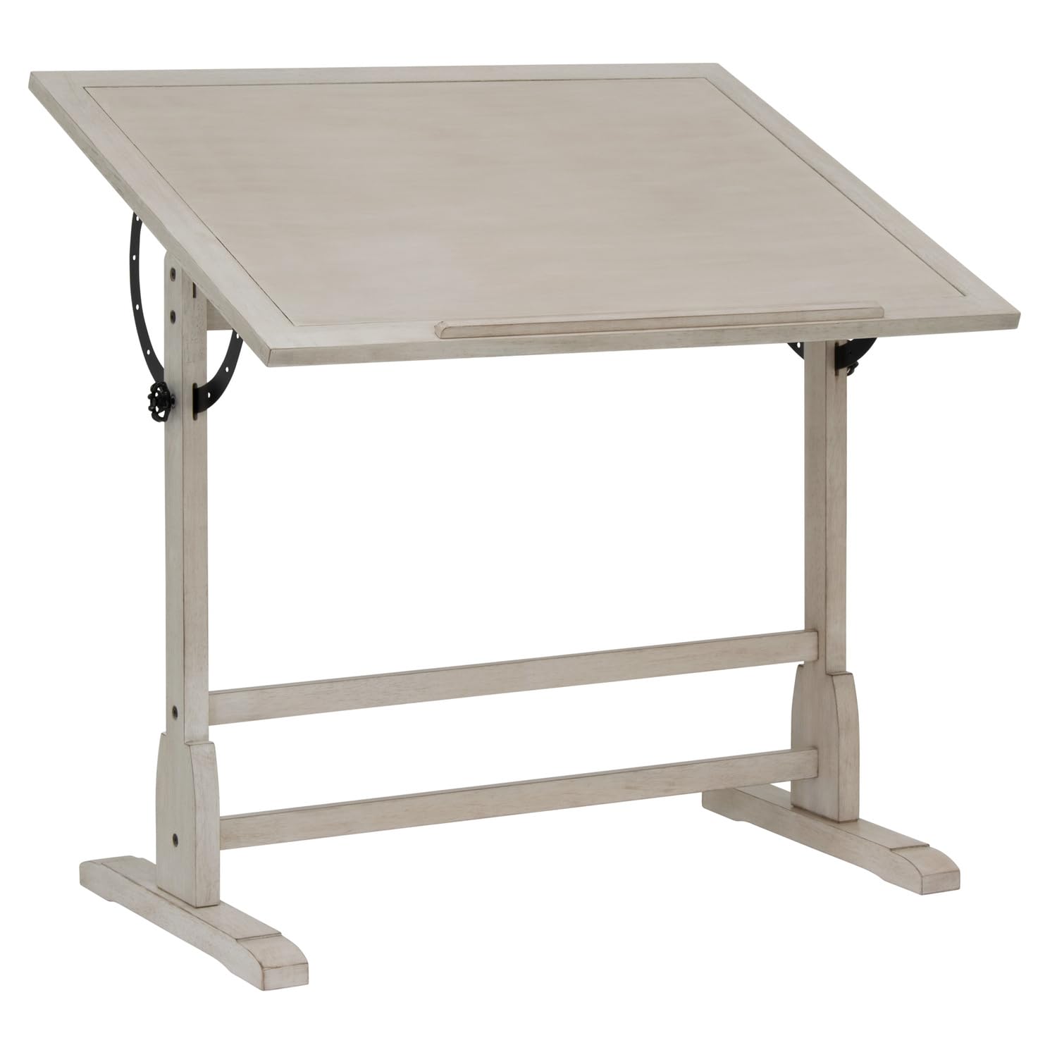 Studio Designs Wood Drawing/Drafting Table with Pencil Ledge - 42" W x 30" D - Whitewash - Tilting Top Adjustable Desk