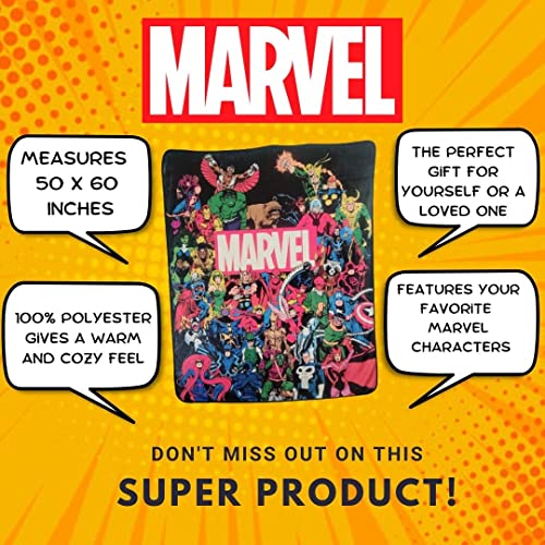 Bazillion Dreams Marvel Universe Characters Legends Fleece Softest Comfy Throw Blanket for Adults & Kids| Measures 60 x 50 Inches