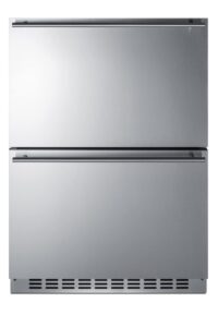 summit appliance adrf244css 24" wide 2-drawer refrigerator-freezer, ada compliant, 3.32 cu.ft capacity, temperature alarm, indoor/outdoor compatible, stainless steel drawers, frost-free, child lock