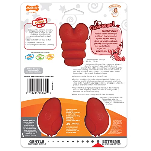 Nylabone Power Chew Lobster Dog Chew Toy, Cute Dog Toys for Aggressive Chewers, Filet Mignon Flavor, X-Large/Souper (1 Count)