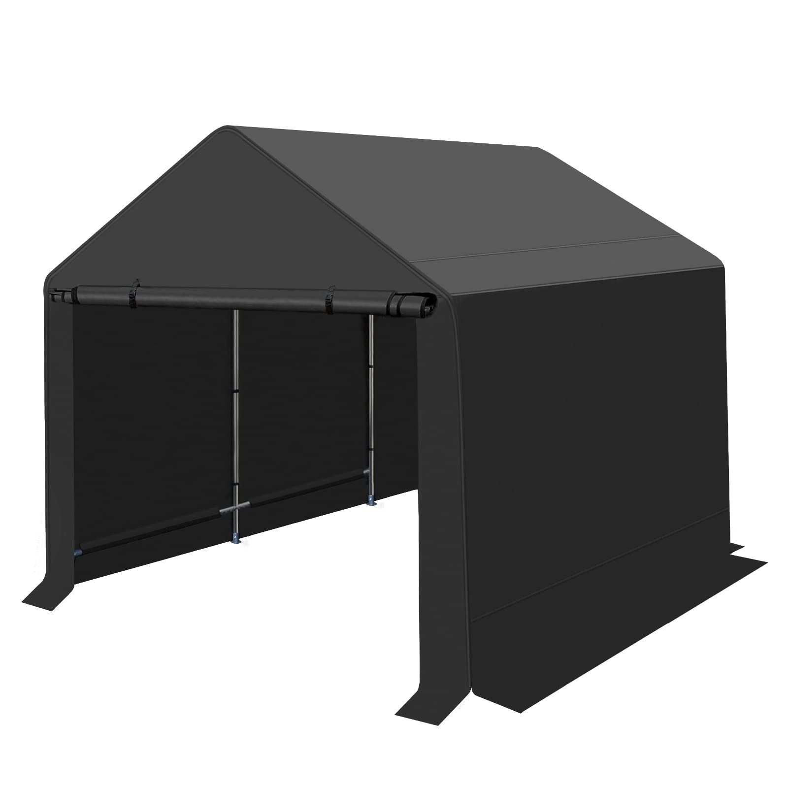 Outdoor Carport Canopy,10x10 ft Heavy Duty Canopy Shed,Metal Frame Storage She with Waterproof, UV Resistant Cover, 2 Rollup Zipper Doors for Backyard, Garden can Store Motorcycle, Garden Tools