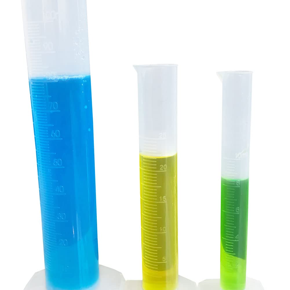 ADAMAS-BETA 10ml Plastic Graduated Cylinder Set Polypropylene Measuring Cylinder Hexagonal Base Lab Cylinders(Pack of 6)