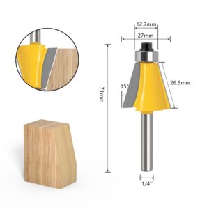 WSOOX 5PCS Chamfer Router Bits with 1/4" Shank Bevel Edge Forming Router bits (11.25°,15°,22.5°,30°,45°.)