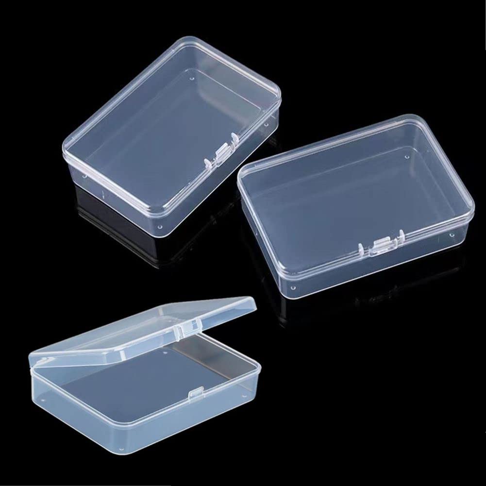 DKAOVH 4-Pack Rectangular Plastic Storage Containers Box with Hinged Lid for Beads and Crafts,Card Case Holder,Playing Card Case Box Storage (4.45 x 3.3 x 1.14 inch)