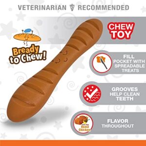 Nylabone Power Chew Baguette Bread Stick Dog Chew Toy, Cute Dog Toys for Aggressive Chewers,Bistro-Style Roast Chicken Flavor, Large/Giant (1 Count)