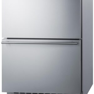 Summit Appliance ADRF244CSS 24" Wide 2-Drawer Refrigerator-Freezer, ADA Compliant, 3.32 cu.ft Capacity, Temperature Alarm, Indoor/Outdoor Compatible, Stainless Steel Drawers, Frost-free, Child Lock