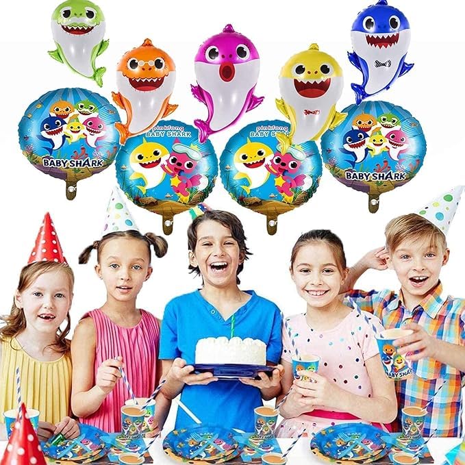 TUHI Products Shark Party Supplies for Baby, Helium baby shark party balloons, Birthday Decorations Baby Shower Party Supplies (10 pcs)