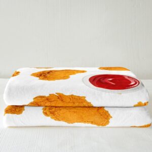 Feelyou Fried Chicken Fleece Throw Blanket Chicken Nuggets Print Sherpa Plush Blankets and Throws Soft Lightweight Flannel Fuzzy Blanket for Bed Sofa Couch 60"x80"