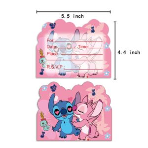 WENTYF 20pcs Stitch Birthday Party Invitations Stitch Birthday Party Supplies Decoration (20 pc)