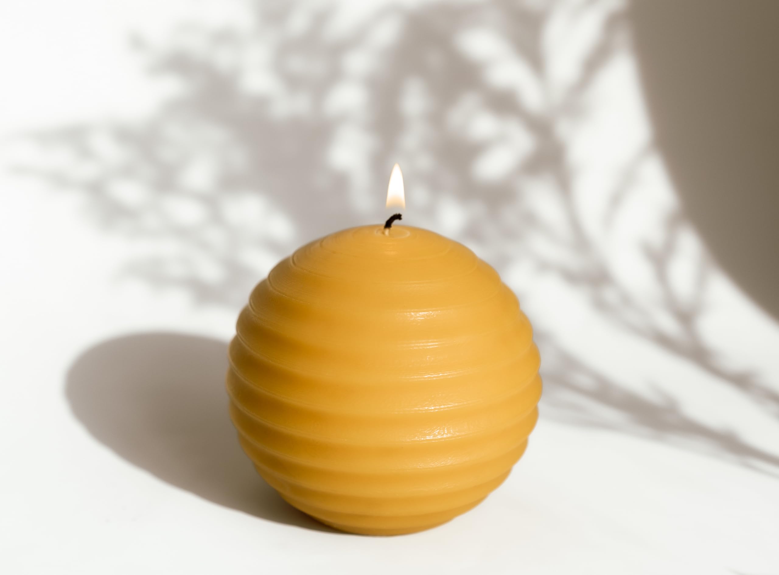 Home & Hive 100% Pure Beeswax Candle | 45 Hour Burn Time | Natural Beeswax with Cotton Wick | Round Candle