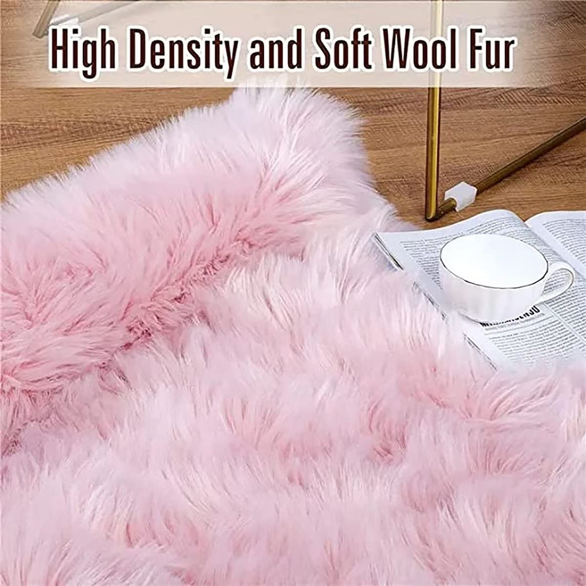 Yefound Faux Fur Rug, Fluffy Shaggy Area Rug Ultra Soft 2 x 4 Feet Sheepskin Fur Rug, Red Fuzzy Rug Red Shag Rug, Home Decor Throw Rugs for Bedroom, Living Room