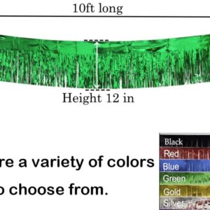 iiCheerful 4 Pack Green Total 40 Feet Foil Fringe Garland Metallic Tinsel Banner Wall Hanging Drapes Parade Float Skirting Decorations for Trailer Mardi Gras Party Birthday Wedding Baby Shower (Green)