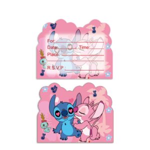 wentyf 20pcs stitch birthday party invitations stitch birthday party supplies decoration (20 pc)