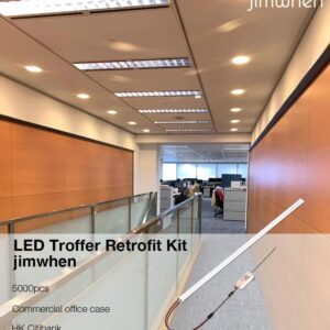 jimwhen 4FT LED Retrofit Kit,24W Magnetic LED Troffer Retrofit Kit 2x4 FT,3600LM,5000K Daylight White, T8 T10 T12 Fluorescent Replacement, NOT Dimmable, 1 Driver 2 Tubes Per Kit