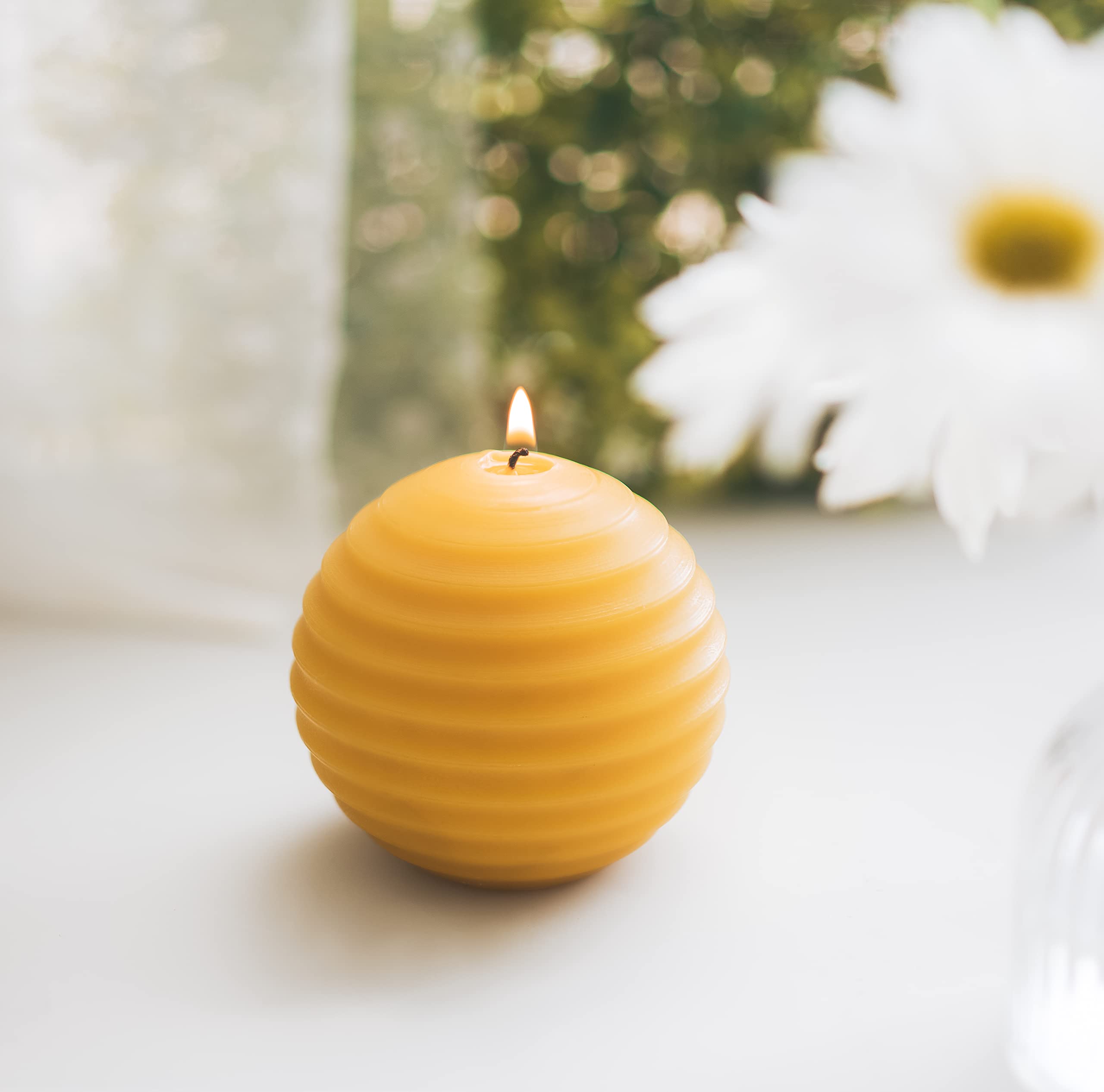 Home & Hive 100% Pure Beeswax Candle | 45 Hour Burn Time | Natural Beeswax with Cotton Wick | Round Candle