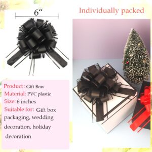 HSXJJ 6 PCS Large Pull Bows, black bows for gift wrapping,6 inches,Christmas Party Birthday Gift Wedding Ribbon Bows for Wrapping gift basket or Flower Decorations, Valentine's Day Gift Decorations