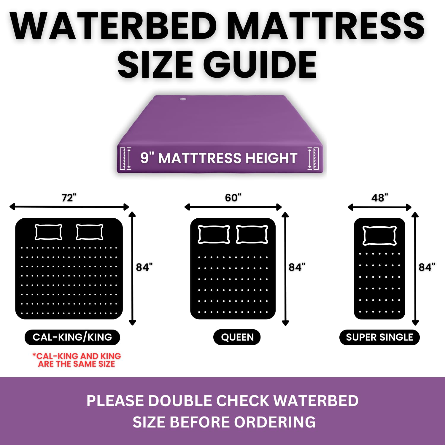 The Bedroom Store Blue Magic - Waveless 90%, Hardside Water Bed Mattress, Contains Four Wave Reducing Fiber Layers, Bladder Corners are Reinforced, 18ml Smooth Vinyl… (California King)