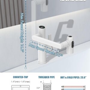 Lefton Rotatable Bathroom Faucet with Temperature Display in Fahrenheit (Batteries-Free), 3 Water Outlet Modes, White, BF2204-4