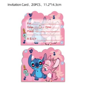 WENTYF 20pcs Stitch Birthday Party Invitations Stitch Birthday Party Supplies Decoration (20 pc)