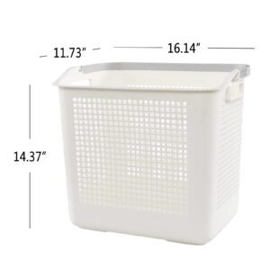 Tstorage 42 L Plastic Laundry Baskets with Handles, White Plastic Hamper for Clothes, 4 Packs