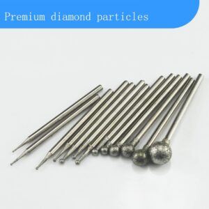 Luo ke 13 Pcs Ball Shape Diamond Burr - 3/32'' Shank Diamond Ball Burs Stone Carving Bits for Dremel Rotary Tool