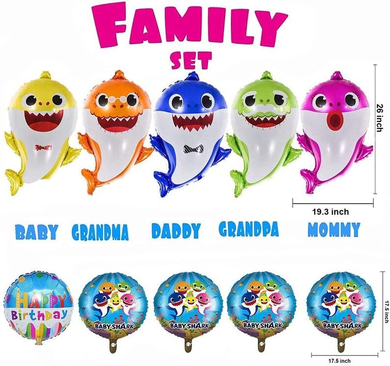 TUHI Products Shark Party Supplies for Baby, Helium baby shark party balloons, Birthday Decorations Baby Shower Party Supplies (10 pcs)