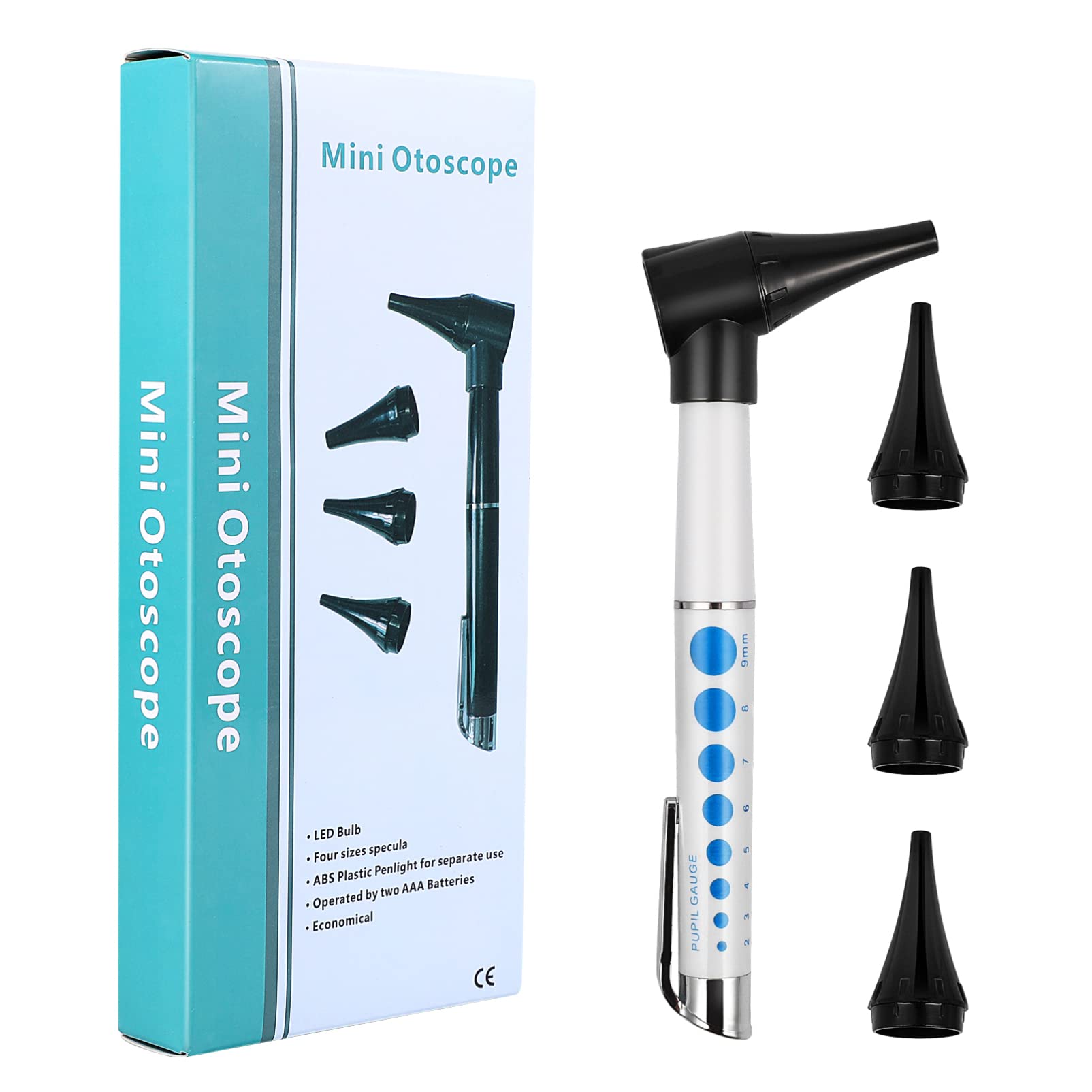 Healifty Otoscope with Light - Ear Scope Otoscope with 4 Otoscope Covers, Diagnostic Ear Care Tool for Nurse, Children, Adults & Pets, Pocket Size, without Battery