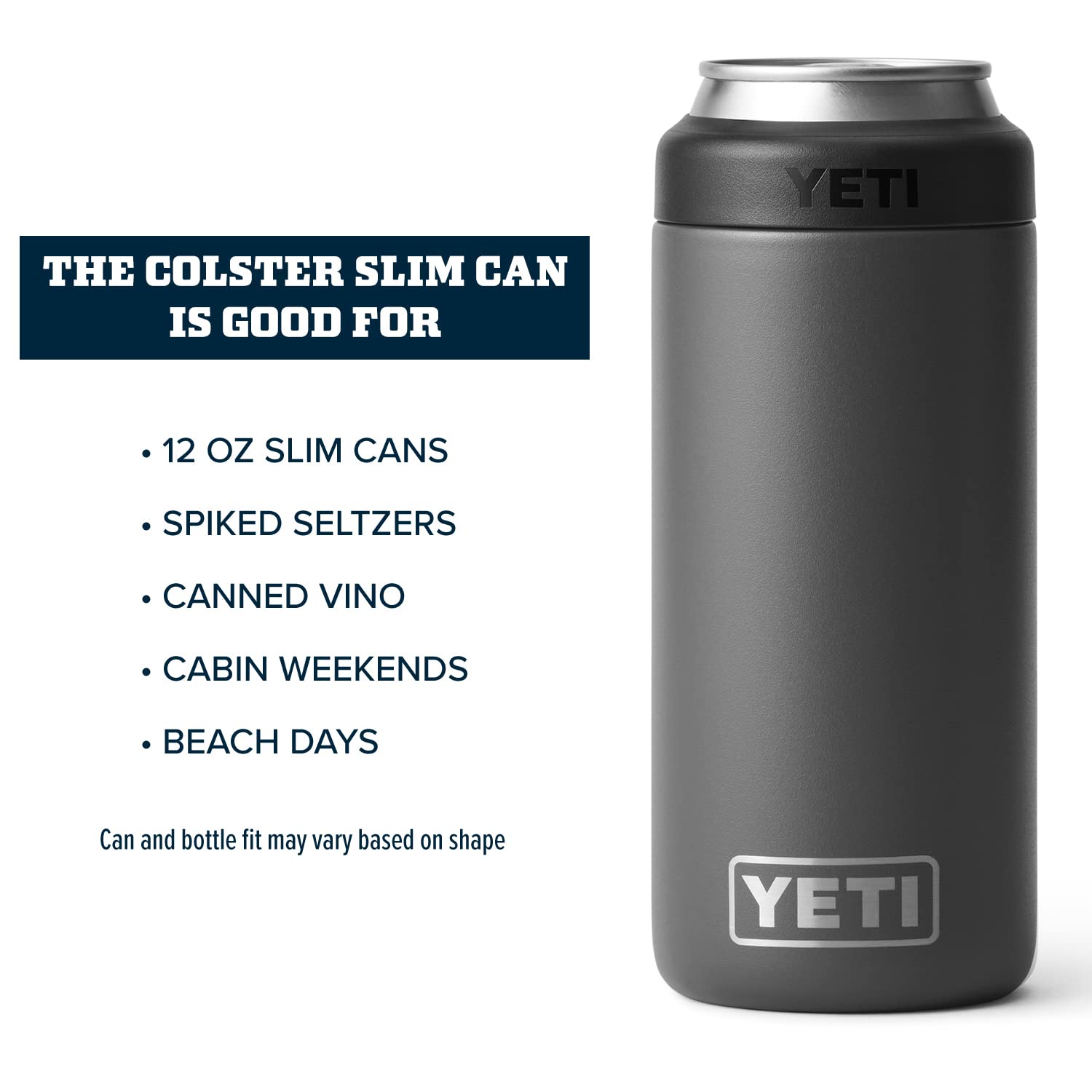 YETI Rambler 12 oz. Colster Slim Can Insulator for the Slim Hard Seltzer Cans, Charcoal (NO CAN INSERT)