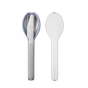 mepal – cutlery 3-piece set ellipse – cutlery set on the go - consists of a knife, fork & spoon - cutlery set with travel case – stainless steel - nordic blue