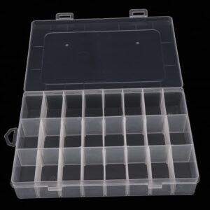 2 Pack 24 Grids Clear Plastic Organizer Box Container Craft Storage with Adjustable Dividers Bead Organizer Crafts Jewelry Fishing Tackles Storage Box