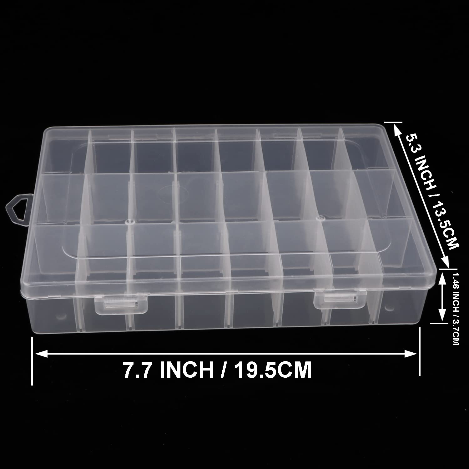 2 Pack 24 Grids Clear Plastic Organizer Box Container Craft Storage with Adjustable Dividers Bead Organizer Crafts Jewelry Fishing Tackles Storage Box