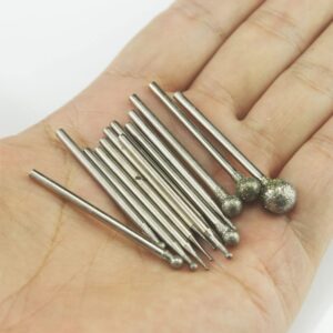 Luo ke 13 Pcs Ball Shape Diamond Burr - 3/32'' Shank Diamond Ball Burs Stone Carving Bits for Dremel Rotary Tool